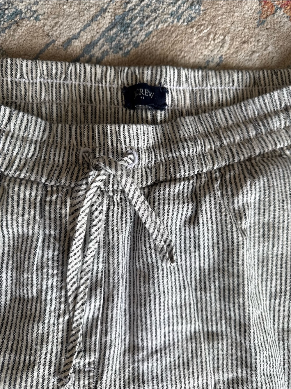 J. Crew Black and White Striped Drawstring Pants